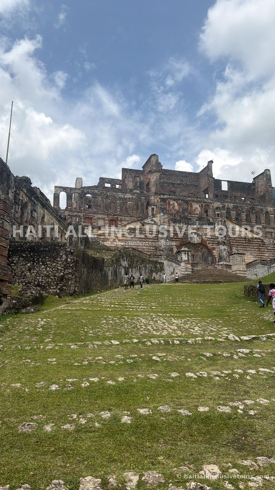 The ruins of Sans-Souci Palace in Milot seen from the grand lawn